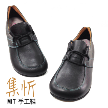 【集忻‧MIT台灣手工鞋】超寬楦 伸縮布乳膠鞋墊 休閒鞋 娃娃鞋『黑色』SA-505P