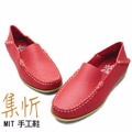 素雅風格【集忻t.star‧MIT台灣手工鞋】造型接縫 舒適防滑 豆豆鞋 帆船鞋 休閒鞋『湘妃紅色』SGO-323P