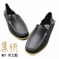 素雅風格【集忻t.star‧MIT台灣手工鞋】造型接縫 舒適防滑 豆豆鞋 帆船鞋 休閒鞋『黑色』SGO-323P