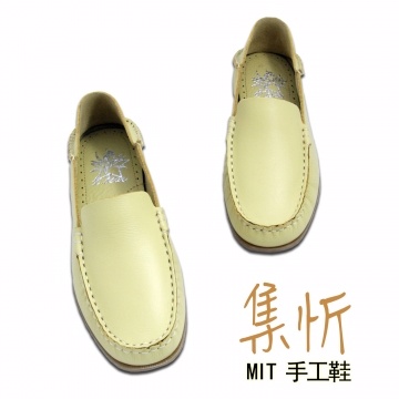 素雅風格【集忻t.star‧MIT台灣手工鞋】造型接縫 舒適防滑 豆豆鞋 帆船鞋 休閒鞋『黃色』SGO-323P