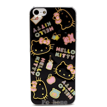 日本進口SANRIO iphone5【KITTY華麗金】背蓋泡泡貼
