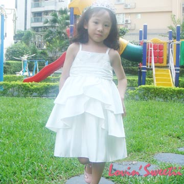 【Lovin’ Sweetii】甜心小公主細肩玫瑰花飾童洋裝~白色限量款