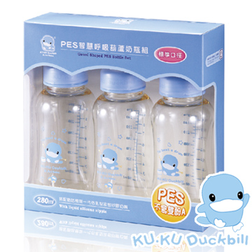 KU.KU酷咕鴨PES智慧呼吸葫蘆奶瓶組3入-標準口徑(5820)
