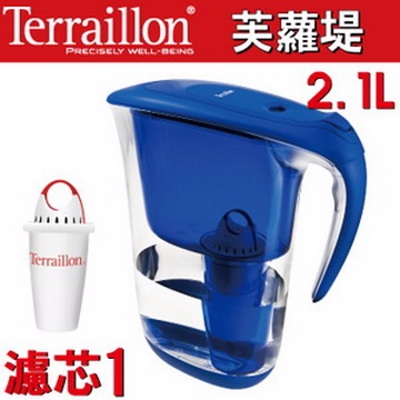 【Terraillon】芙蘿堤濾水壺2.1L濾水壺-深海藍(附濾芯X1).
