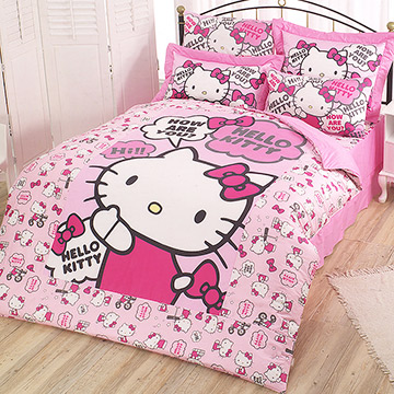 享梦城堡 hello kitty彩虹糖乐园系列-单人三件式床包被套组