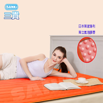 日本SANKI 獨立氣泡發熱舒適保暖墊-時尚橙 雙人 (140*200cm)2入