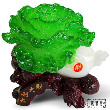 【原藝坊】大白菜大發財擺飾+木製荔枝樹造型底座