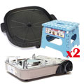 K-ONE卡旺 - 遠紅外線瓦斯爐K1-1200V+韓國最新火烤兩用花形紋烤盤 - NU-B+折疊椅G-016組合
