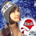 SNOW TRAVEL 台灣製造 純羊毛雪花保暖透氣遮耳帽_紅 AR-19 C