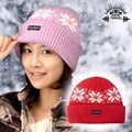 SNOW TRAVEL 台灣製造 純羊毛雪花保暖透氣反摺帽_紅 AR-18C