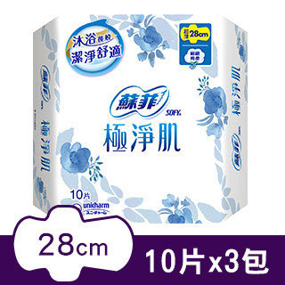 蘇菲 極淨肌超薄潔翼夜用(28cm)(10片x6包/組)