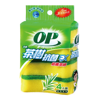 OP 茶樹抗菌海綿菜瓜布(4入)