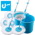 2桿1桶5布2勾 【U-mop 手壓式旋轉拖把】好神拖通用、MIT台灣製、防潑水、加大布盤、拖把桿扣環