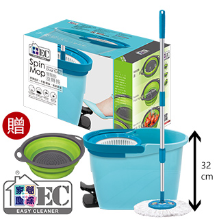 【家簡塵除】雙驅動拖把組贈瀝水籃(1桶1拖1布)