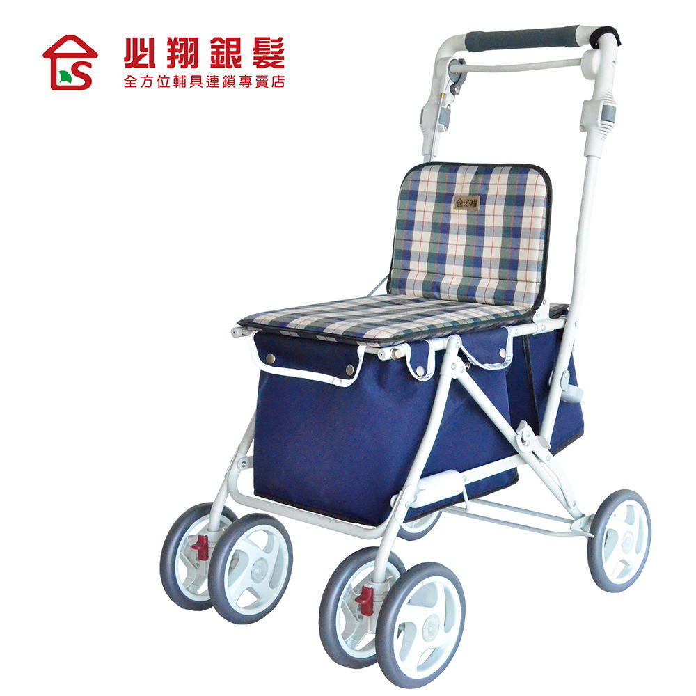 【必翔】7071休閒購物車(藍格色)