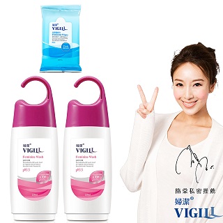 【婦潔 VIGILL】私密沐浴露(滋潤嫩白) 220ML 2瓶 生理潔舒巾12抽X1