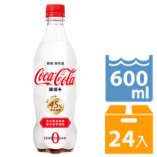 可口可樂 纖維+ 寶特瓶 600ml 4入x6組(共24瓶組)