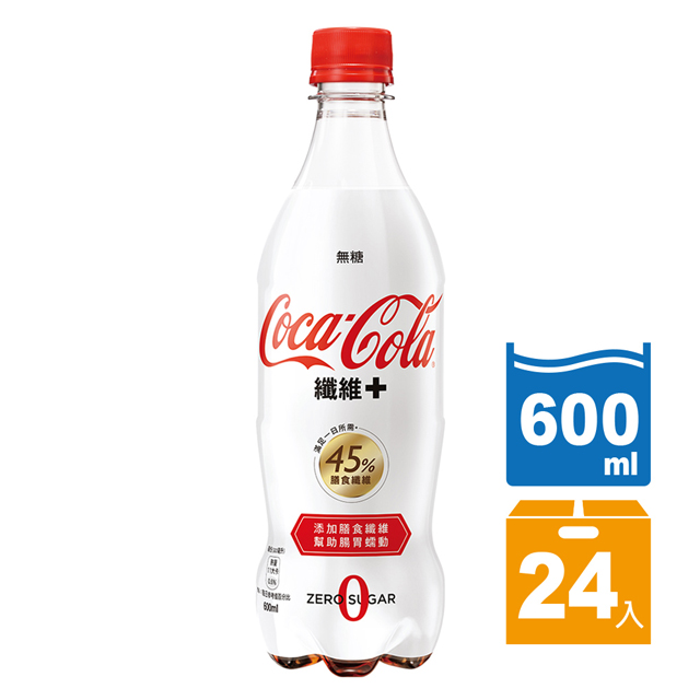 可口可樂 纖維+ 寶特瓶600ml (24入/箱)