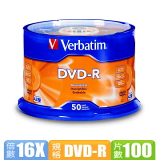 Verbatim 威寶藍鳳凰 16X DVD-R 燒錄片 (100片)