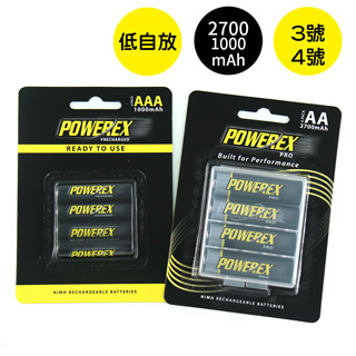 POWEREX Pro 3號+4號 低自放鎳氫充電電池
