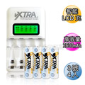 VXTRA飛創 LCD急速充電器+VXTRA 3號2600mAh充電電池(4顆入)