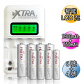 VXTRA飛創 LCD 2.4A急速充電器+富士通 低自放充電電池 (3號1900mAh+4號750mAh 各4顆)