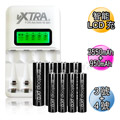 VXTRA飛創 LCD 2.4A急速充電器+ 國際牌 eneloop PRO黑鑽充電電池(3號2550mAh+4號950mAh 各4顆)