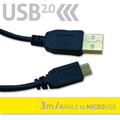 FUNDIGITAL USB2.0傳輸線-A公對MicroUSB3M-黑