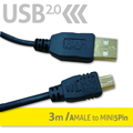 FUNDIGITAL USB2.0傳輸線-A公對Mini5pin 3M-黑