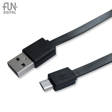 FUNDIGITAL A公對MicroUSB 極薄傳輸線1M-黑