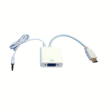 FIRSTCOM HDMI公 to VGA母+Audio轉換器(白)
