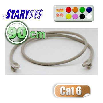 STARY高級線材Cat6a RJ45多彩網路線90公分-灰