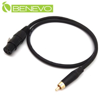 BENEVO 70cm RCA公頭轉XLR(Cannon接頭)母頭 非平衡式音訊連接線 (BAU0070RMXF黑)