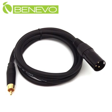 BENEVO 1.5米 RCA公頭轉XLR(Cannon接頭)公頭 非平衡式音訊連接線 (BAU0150RXM黑)