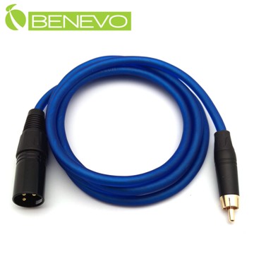 BENEVO 1.5米 RCA公頭轉XLR(Cannon接頭)公頭 非平衡式音訊連接線 (BAU0150RXM藍)