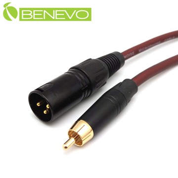 BENEVO 1.5米 RCA公頭轉XLR(Cannon接頭)公頭 非平衡式音訊連接線 (BAU0150RXM棕)