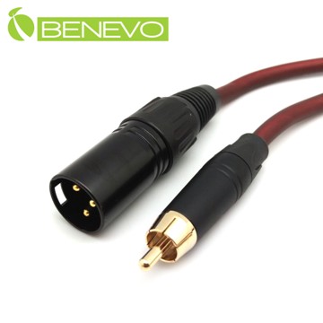 BENEVO 3米 RCA公頭轉XLR(Cannon接頭)公頭 非平衡式音訊連接線 (BAU0300RXM棕)