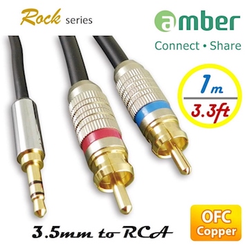 amber 3.5mm AUX mini Jack 對 RCA 立體聲類比音響線-1M