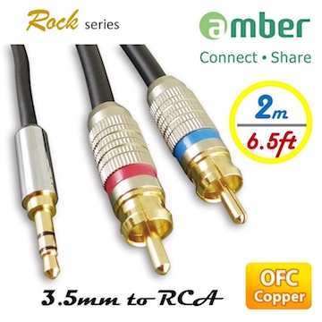 amber 3.5mm AUX mini Jack 對 RCA 立體聲類比音響線-2M