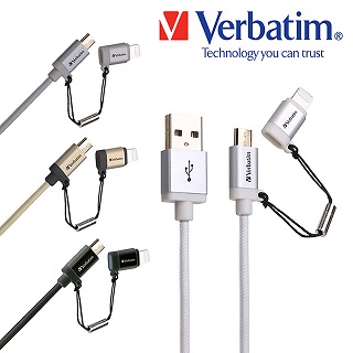 【Verbatim 威寶】Micro USB + Lightning 充電傳輸線_1.2M