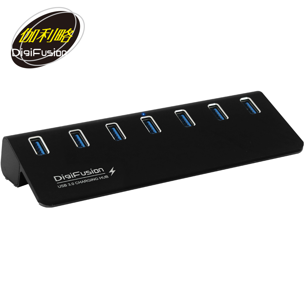 伽利略 USB3.0 7port 充電 HUB 鋁合金 黑色 內附變壓器