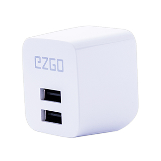 EZGO雙USB可折疊2.4A BSMI認証急速充電器-時尚白
