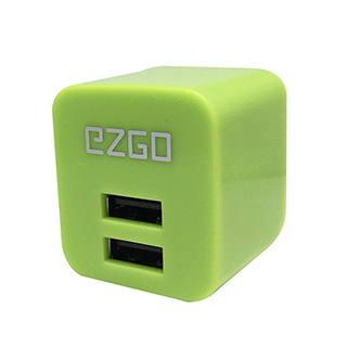 EZGO雙USB可折疊2.4A BSMI認証急速充電器-夜光綠