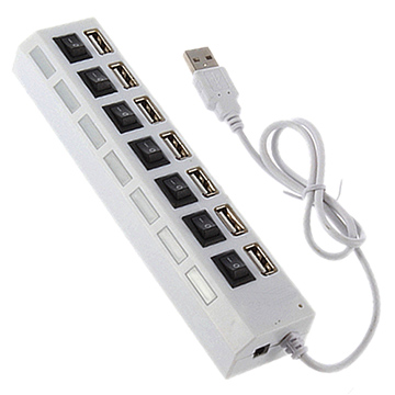 7埠 獨立開關USB2.0 白色HUB分享器 送變壓器