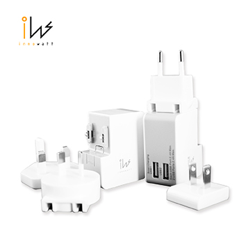 innowatt 12W/2.4 A 雙輸出口電源轉接器 Power Mini + 環球旅行充電組 Adapter kit