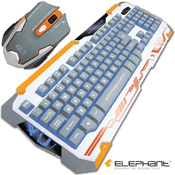 ELEPHANT 龍戰系列 背光鍵盤滑鼠組白色(KE001+ELEG11W)