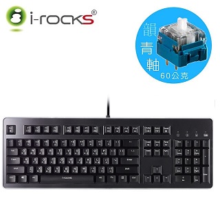 i-Rocks IRK76MN PLUS機械式鍵盤-青軸60g-黑