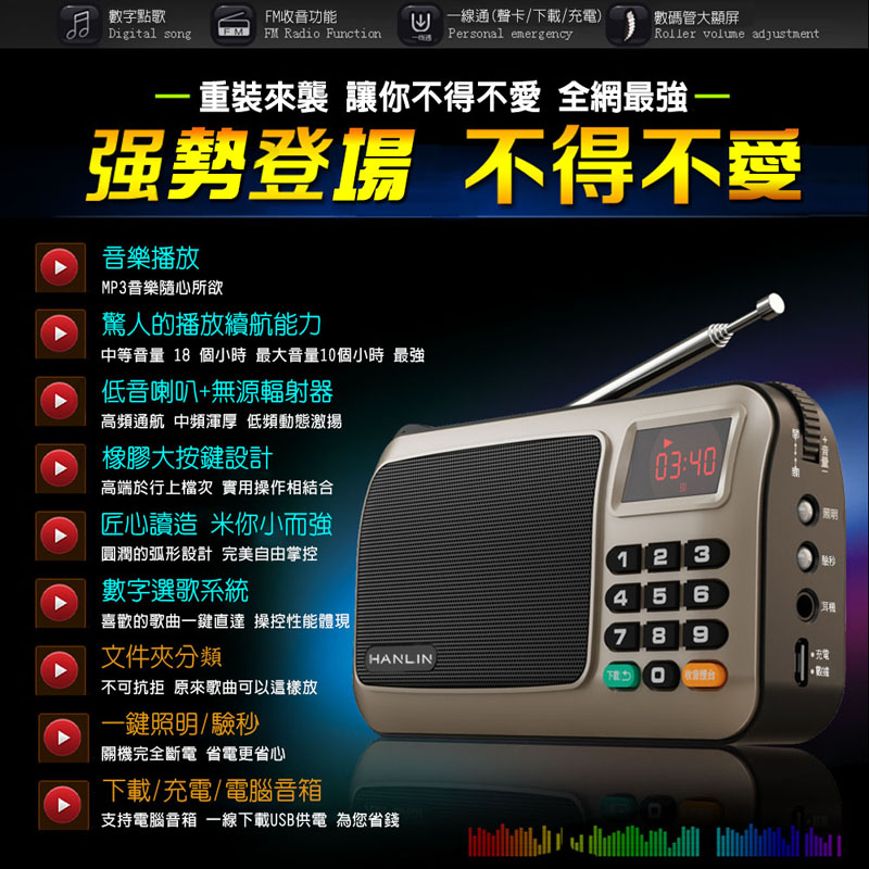 (HANLIN)[HANLIN-FM309] card radio subwoofer diaphragm