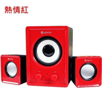 KINYO【音樂大師】魅力肆色USB 2.1立體擴大喇叭US-179 (熱情紅)