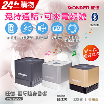 WONDER旺德 無線藍芽攜帶型喇叭 WS-T002U(香檳金)